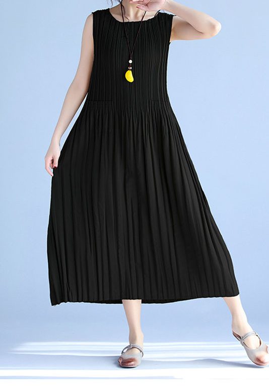Plus Size-Summer Fashion Loose Pleated Midi Tank Top Dress